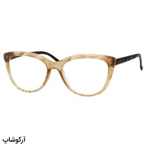عکس از عینک مطالعه زنانه نزدیک بین با فریم گربه ای، رنگ عسلی و دسته قهوه ای مدل 18-9