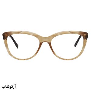 عکس از عینک مطالعه زنانه نزدیک بین با فریم گربه ای، رنگ عسلی و دسته قهوه ای مدل 18-9