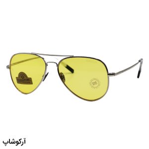 عکس از عینک دید در شب راندولف با فریم خلبانی، نقره ای رنگ، لنز شیشه ای و زرد رنگ مدل CR231