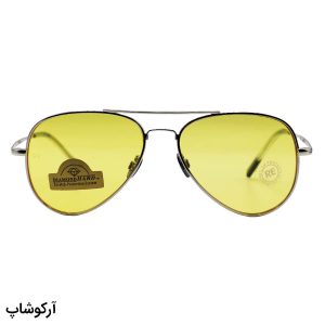 عکس از عینک دید در شب راندولف با فریم خلبانی، نقره ای رنگ، لنز شیشه ای و زرد رنگ مدل CR231