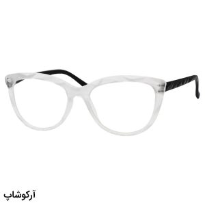 عکس از عینک مطالعه زنانه نزدیک بین با فریم گربه ای، رنگ یخی و دسته فنری و مشکی مدل 18-9