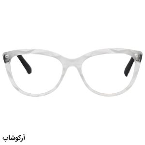 عکس از عینک مطالعه زنانه نزدیک بین با فریم گربه ای، رنگ یخی و دسته فنری و مشکی مدل 18-9