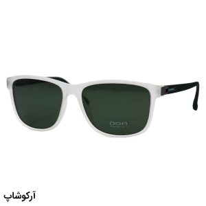 عکس از عینک آفتابی Oga Morel با فریم مربعی، سفید مات (یخی)، لنز سبز، پلاریزه و دسته سبز مدل P22892