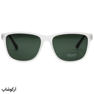 عکس از عینک آفتابی Oga Morel با فریم مربعی، سفید مات (یخی)، لنز سبز، پلاریزه و دسته سبز مدل P22892