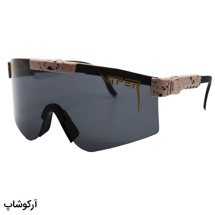 Biege-Frame-And-Dark-Uv-Protection-Lenses-Pit-Viper-Sunglasses-For-Sports-Model-49282-C23-1 عکس از عینک ورزشی برند pit-viper با فریم کرمی رنگ، لنز دودی تیره و دارای uv400 مدل 49282-c23