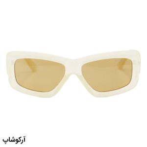 عکس از عینک آفتابی OFF-White فانتزی، شکل چند ضلعی، رنگ کرمی و لنز قهوه ای مدل YT7732