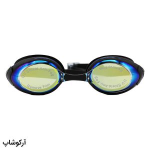 عکس از عینک شنا CIMA لنز آینه ای، فریم و بند مشکی رنگ، جنس سیلیکونی به همراه 2 پل بینی مدل CM99