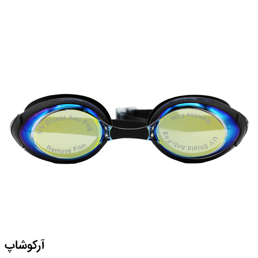 Black-Cima-Swimming-Goggles-Model-Cm99-Bl-1 عکس از عینک شنا cima لنز آینه ای، فریم و بند مشکی رنگ، جنس سیلیکونی به همراه 2 پل بینی مدل cm99