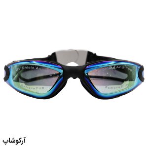 عکس از عینک شنا حرفه ای Speedo مشکی رنگ، از جنس سیلیکونی به همراه گوش گیر مدل 39A