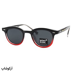 عکس از عینک آفتابی مون بلان با فریم گرد، رنگ مشکی و قرمز و عدسی دودی تیره و پلاریزه مدل 7709