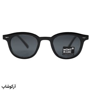 عکس از عینک آفتابی MONTBLANC با فریم گرد، رنگ مشکی براق و عدسی دودی تیره و پلاریزه مدل 7709