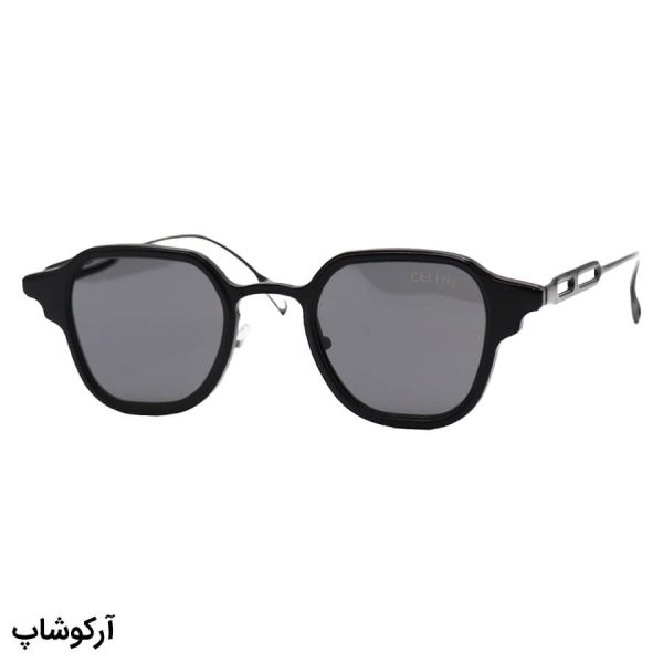 عکس از عینک آفتابی celine با فریم فلزی، مشکی رنگ، مربعی شکل و لنز دودی تیره مدل 10485