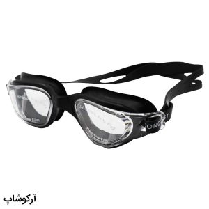 عکس از عینک شنا CONQUEST مشکی رنگ، از جنس سیلیکونی به همراه قاب مدل BL3005