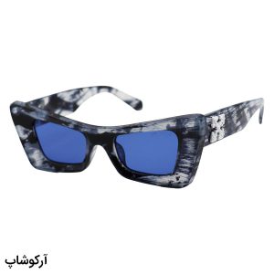 عکس از عینک آفتابی OFF-WHITE با فریم فانتزی و گربه ای، رنگ آبی رگه دار و عدسی آبی تیره مدل XH3336