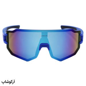 عکس از عینک آفتابی برند اوکلی با فریم و دسته آبی رنگ و لنز جیوه‌ای آبی رنگ مدل BL5817