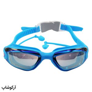 عکس از عینک شنا حرفه ای Speedo آبی کم رنگ، از جنس سیلیکونی به همراه گوش گیر مدل 39A