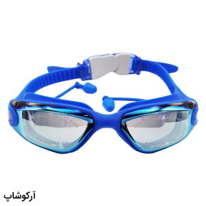 عکس از عینک شنا حرفه ای اسپیدو آبی پررنگ، از جنس سیلیکونی به همراه گوش گیر مدل 39A