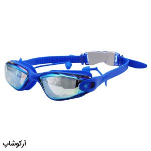 عکس از عینک شنا حرفه ای اسپیدو آبی پررنگ، از جنس سیلیکونی به همراه گوش گیر مدل 39A
