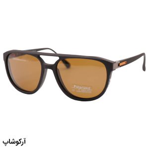 عکس از عینک آفتابی اوگا مورل با فریم خلبانی، رنگ قهوه ای مات، دسته فنردار، لنز تیره و پلاریزه مدل P7904