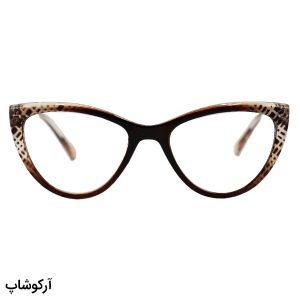 عکس از عینک مطالعه نزدیک بین با فریم گربه‌ای، قهوه ای رنگ و دسته فنری مدل 2643
