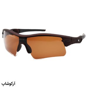 عکس از عینک ورزشی اوکلی OAKLEY نیم فریم، رنگ قهوه ای مات با لنز قهوه ای تیره مدل 9164