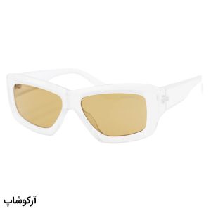 عکس از عینک آفتابی OFF-White فانتزی، شکل چند ضلعی، بی‌رنگ و شفاف و لنز قهوه ای مدل YT7732