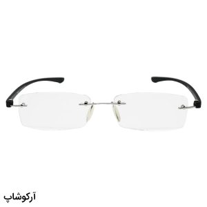 عکس از عینک مطالعه نزدیک بین، مستطیلی شکل، فریم لس و دسته مشکی مدل R14001