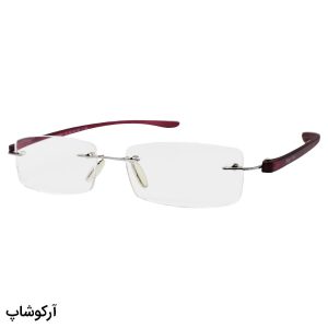 عکس از عینک مطالعه نزدیک بین، مستطیلی شکل، فریم لس و دسته بنفش مدل R14001