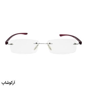 عکس از عینک مطالعه نزدیک بین، مستطیلی شکل، فریم لس و دسته بنفش مدل R14001