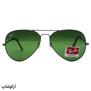 عکس از عینک آفتابی ریبن با فریم رنگ نوک مدادی، شکل خلبانی و لنز سبز تیره و آنتی رفلکس مدل RB3026