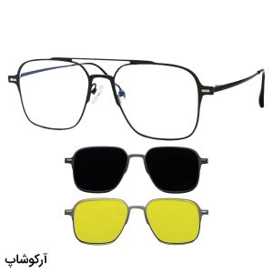 عکس از فریم عینک طبی 2 کاوره با فریم مربعی، رنگ نوک مدادی و از جنس آلومینیوم برند Ray-Ban مدل 7602