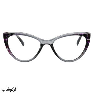 عکس از عینک مطالعه نزدیک بین با فریم گربه‌ای، طوسی رنگ و دسته فنری مدل 2643