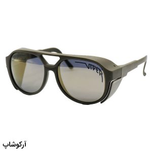 عکس از عینک ورزشی با فریم خلبانی، رنگ سبز تیره، لنز پلاریزه، آینه ای و زرد و دسته قابل تنظیم مدل 44082