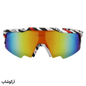 عکس از عینک ورزشی اوکلی با فریم و دسته چند رنگ و لنز جیوه‌ای و چند رنگ مدل BL5805