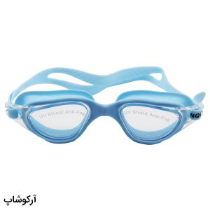 عکس از عینک شنا CONQUEST آبی کم رنگ، از جنس سیلیکونی به همراه قاب مدل BL3005