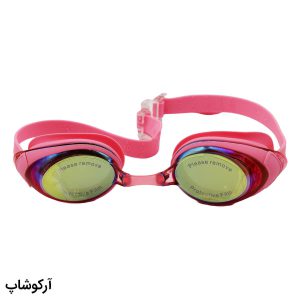 عکس از عینک شنا CIMA لنز آینه ای، فریم و بند صورتی رنگ، جنس سیلیکونی به همراه 2 پل بینی مدل CM99
