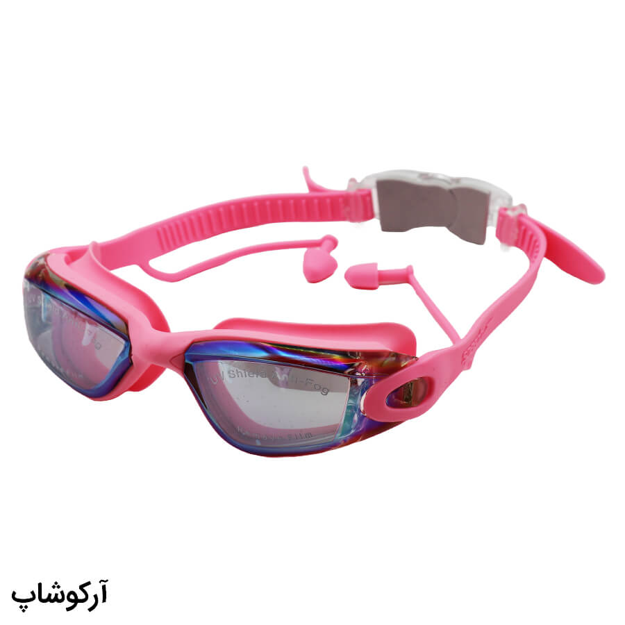 عینک شنا حرفه ای Speedo صورتی رنگ، از جنس سیلیکونی به همراه گوش گیر مدل 39A