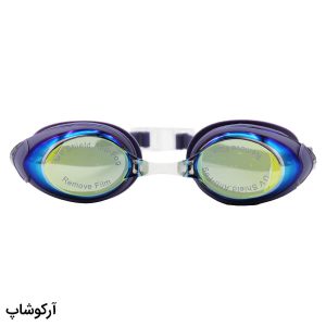عکس از عینک شنا CIMA لنز آینه ای، فریم و بند بنفش رنگ، جنس سیلیکونی به همراه 2 پل بینی مدل CM99