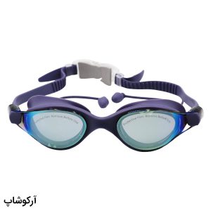 عکس از عینک شنا CONQUEST بنفش رنگ، از جنس سیلیکونی به همراه گوش گیر مدل 301-5
