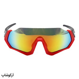عکس از عینک ورزشی 3 کاوره با فریم قرمز رنگ، دسته مشکی، لنز پلاریزه و تجهیزات کامل مدل 9317-C8