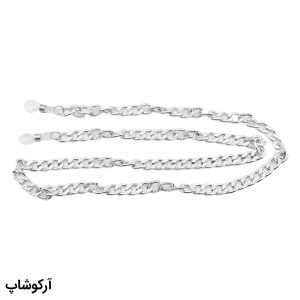 عکس از بند عینک زنجیری فوق سبک با رنگ نقره‌ای، از جنس آلومینیوم، طرح دار و دارای موج مدل MAH294