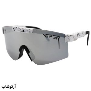عکس از عینک ورزشی برند PIT-VIPER با فریم سفید رنگ، لنز آینه‌ای نقره‌ای رنگ و دارای UV400 مدل 49282-C17