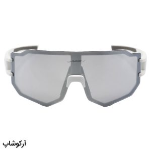 عکس از عینک آفتابی برند OAKLEY با فریم و دسته سفید رنگ و لنز آینه‌ای نقره‌ای رنگ مدل BL5817