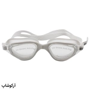 عکس از عینک شنا CONQUEST سفید رنگ، از جنس سیلیکونی به همراه قاب مدل BL3005