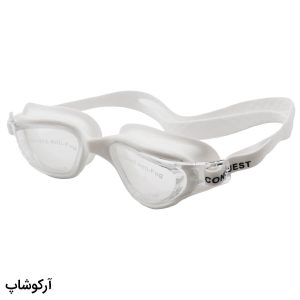 عکس از عینک شنا CONQUEST سفید رنگ، از جنس سیلیکونی به همراه قاب مدل BL3005