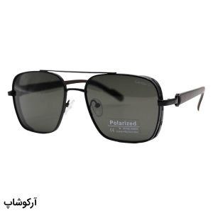 عکس از عینک آفتابی Cartier با فریم خلبانی، مشکی رنگ، دسته چوبی، لنز سبز تیره، پلاریزه و آنتی رفلکس مدل CA88010