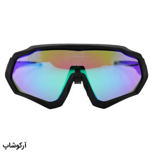 عکس از عینک ورزشی اوکلی با فریم مشکی رنگ، 3 کاور لنز قابل تعویض و تجهیزات کامل مدل OO9403-07