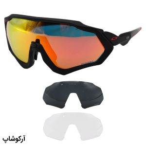 عکس از عینک ورزشی OAKLEY با فریم مشکی رنگ، 3 کاور لنز قابل تعویض و تجهیزات کامل مدل OO9403-08