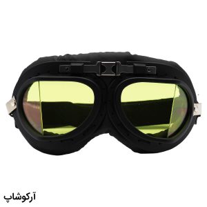 عکس از عینک آفتابی با فریم مشکی، از جنس چرمی و عدسی زرد رنگ مدل 93610