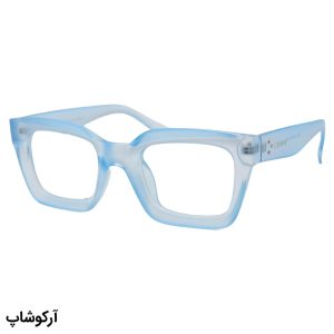 عکس از عینک شب سلین با فریم رنگ آبی مات، مستطیلی شکل و لنز بی‌رنگ و شفاف مدل 1735-1
